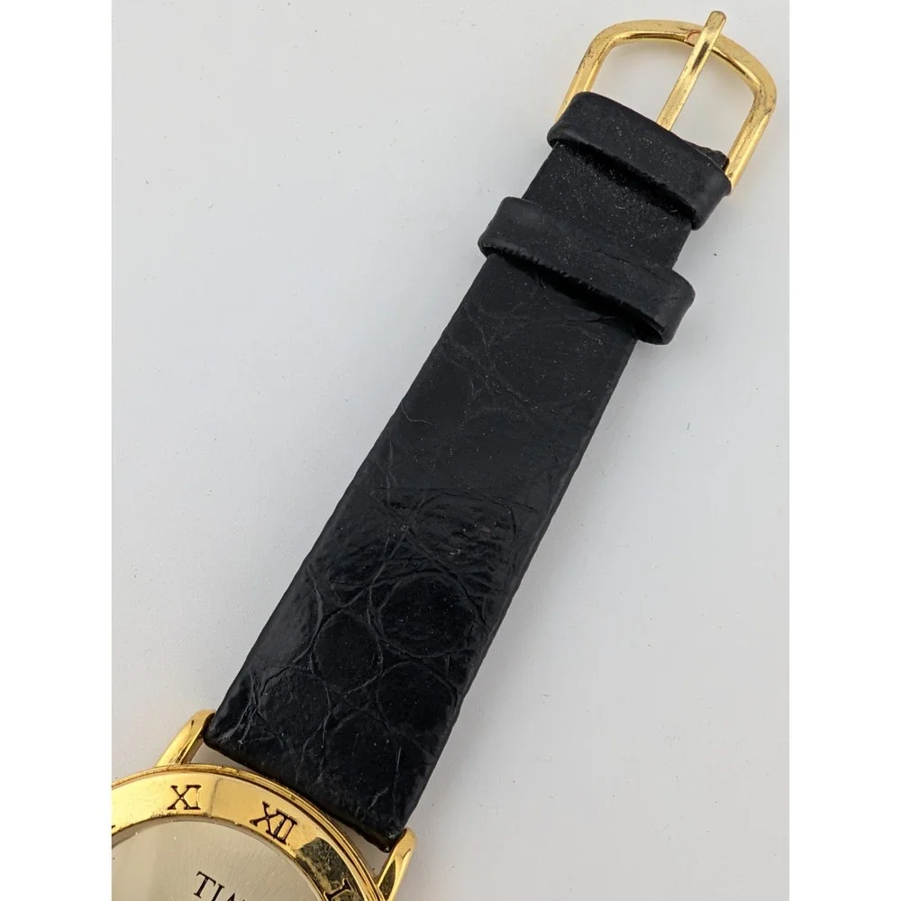 TIME Magazine Watch Men 33mm Gold Case Leather Band-‎ New Battery